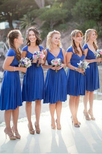A-Line V-Neck Knee-Length Bridesmaid Dress with Pleats OHS065 | Cathyprom