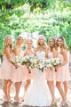 Simple Cheap A-line Sweetheart Above Knee Sleeveless Short Chiffon Bridesmaid Dresses OHS118 | Cathyprom