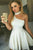 One-Shoulder White Satin Short Homecoming Cocktail Dress OHM008 | Cathyprom