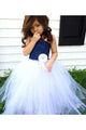 A-Line Strapless Sleeveless Floor Length Pearl Tulle Flower Girl Dress OHR043 | Cathyprom