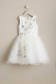 A Line White Tulle Scoop Neck Appliques Beading Flower Girl Dresses OHR042 | Cathyprom