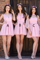 A-Line Bateau Sleeveless Short Tulle Bridesmaid Dress with Pleats OHS047 | Cathyprom