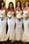 Mermaid Spaghetti Straps Sweep Train White Bridesmaid Dress with Ruffles OHS039 | Cathyprom