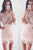 3/4 Sleeves Pink Sheath Lace Scalloped Homecoming Dress OHM075 | Cathyprom