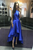 A-Line Round Neck High Neck High Low Royal Blue Satin Prom Dress PD18