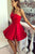 Strapless Red Short Homecoming Party Dresses with Ruffles OHM089 | Cathyprom