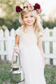 Cute Cap Sleeve Lace Chiffon Ivory Flower Girl Dresses Wedding Party Dresses OHR017 | Cathyprom