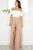 A-Line Off-the-Shoulder Floor-Length Split-Side Champagne Chiffon Prom Dress Q89