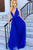 A-Line Deep V-Neck Criss-Cross Straps Royal Blue Tulle Sleeveless Prom Dress Q97