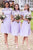 A-Line High Neck Knee-Length Chiffon Bridesmaid Dress with Lace OHS053 | Cathyprom