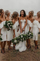 Sheath Off-the-Shoulder Knee-Length Bridesmaid Dress with Ruffles OHS079 | Cathyprom