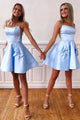 A-line Square Neck Cut Out Homecoming Party Dress with Bowknot OHM051 | Cathyprom