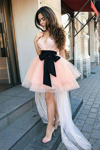 Cute A Line V Neck Short Homecoming Dresses Bowknot OHM014 | Cathyprom
