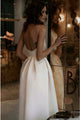 Spaghetti Straps White Prom Dress with Pockets Backless Tea-Length Party Dress PD2