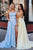 A-Line Spaghetti Straps Criss-Cross Back Light Blue Prom Dress with Pockets Split LPD96 | Cathyprom