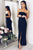 Mermaid Strapless Floor-Length Black Chiffon Split Sleeveless Prom Dress Q10