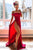 A-Line Off-the-Shoulder Sweep Train Red Prom Party Dress with Split LPD97 | Cathyprom