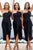 Sheath Strapless Tea-Length Black Bridesmaid Dress with Ruffles Split OHS055 | Cathyprom