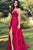 A-Line Spaghetti Straps Sweep Train Fuchsia Chiffon Prom Dress with Split L48 | Cathyprom