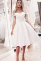 A-Line Off-the-Shoulder White Short Prom Dress with Pleats OHC041 | Cathyprom