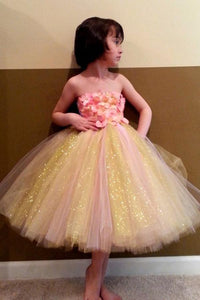 Sweet Ball Gown Strapless Tulle Ankle-length Bowknot Flower Girl Dresses OHR003 | Cathyprom