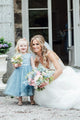 A-Line Blue Lace Top Tulle Scoop Sleeveless Cheap Flower Girl Dress OHR023 | Cathyprom