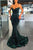Dark Green Sequins Prom Dress Mermaid Evening Gowns With Spaghetti-Straps SNH005