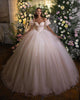 Pink Off The Shoulder Ball Gown Monarch Train Wedding Dress LY5582