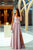 A Line Blush Prom Dress Spaghetti Strap Floor Length Prom Dress Party Dress with Split OHC459 | Cathyprom