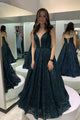 A-Line Tulle Lace Long Prom Dress With Sequins, Evening Dress YZ211075