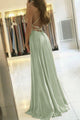 A-Line Spaghetti Straps Front Split Long Prom Dress YZ211054