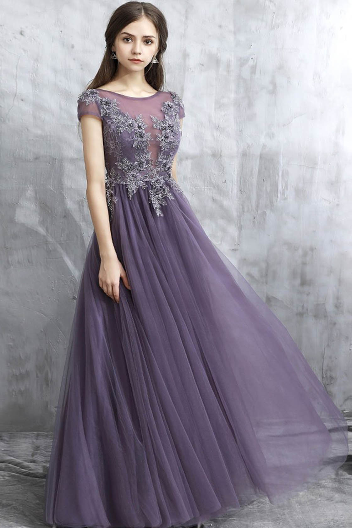A Line Grey Purple Tulle See Through Long Spring Senior Prom Dress Wit cathyprom A Line Grey Purple Tulle See Through Long Spring Senior Prom Dress Wit cathyprom