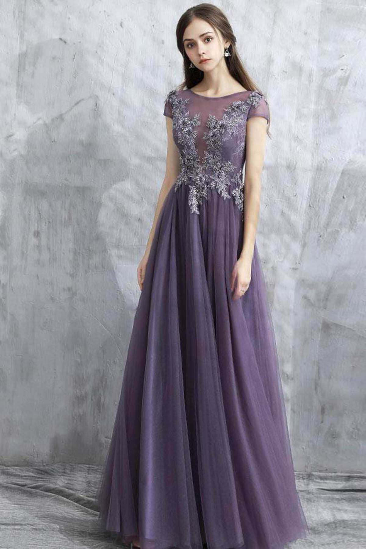 A Line Grey Purple Tulle See Through Long Spring Senior Prom Dress Wit – cathyprom A Line Grey Purple Tulle See Through Long Spring Senior Prom Dress Wit – cathyprom