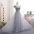 A-Line Sweetheart Gray Off The Shoulder Tulle Lace-Up Prom Dress, Evening Dress YZ211037