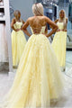 A-Line Spaghetti Straps Tulle Lace Prom Dresses With Appliques, Evening Dresses CMS211119