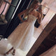 A Line Spaghetti Strap Tea Length Tulle Prom Dress, Homecoming Dress YZ211011