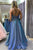 Sexy A Line Spaghetti Straps Blue Long Prom, Evening Dresses YZ211058
