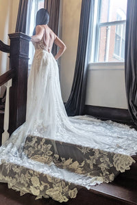 A Line Wedding Dresses with Long Trains Wedding Dress Custom Made Wedding Gown Bridal Gown OHD179 | Cathyprom