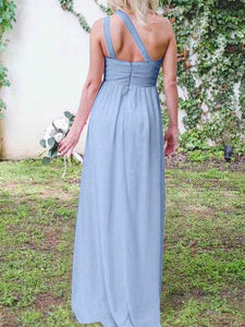 A-Line Floor-Length Sleeveless Chiffon Wedding Party Dress NR1316