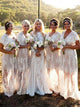 A-Line Floor-Length V-Neck Tulle Wedding Party Dress DL2454