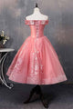 A-line Off the Shoulder Short Prom Dresses With Appliques Prom Dress YZ211005