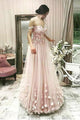 A-Line Off-The-Shoulder Long Prom Dress With Lace, Evening Dress CMS211163