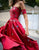 Chic A-line Off-the-shoulder Embroidery Long Burgundy Satin Prom Dresses/Evening Dress OHC285 | Cathyprom