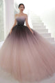 Unique Ball Gown Off-the-shoulder Sweep Train Sleeveless Ombre Long Tulle Prom Dress Evening Dresses OHC113 | Cathyprom
