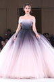 Unique Ball Gown Off-the-shoulder Sweep Train Sleeveless Ombre Long Tulle Prom Dress Evening Dresses OHC113 | Cathyprom