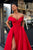 Chic A-line Off-the-Shoulder Floor Length Sleeveless Slit Prom Dresses Evening Dresses OHC274 | Cathyprom