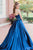 Unique A-line Halter Sleeveless Blue Long Satin Prom Dresses Beaded Formal Dress Evening Gowns OHC297 | Cathyprom