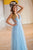 Sparkly A-line V neck Sleeveless Floor Length Modest Blue Long Tulle Prom Dress/Evening Dress OHC284 | Cathyprom