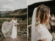 Graceful Illusion Neck Short Sleeve Bohemian Wedding Dress for Bride CA2301|CathyProm