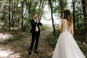 Exquisite Lace Wedding Dress Sexy V-Neck Modest Tulle Wedding Dress Gown CA2302|CathyProm